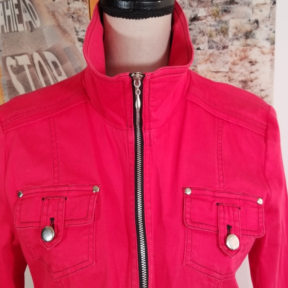Ruby Cho Red Zippered Jacket. Size M - image 4